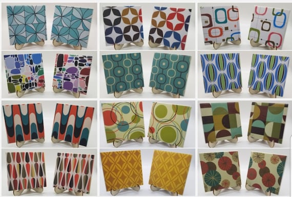 Mid Century Modern Coasters, Ceramic Coasters, Set of 2