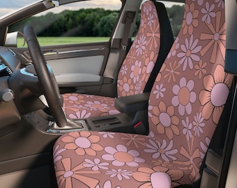 Retro Car Seat Covers, Flower Car Seat Covers, Hippie Car Seat Covers, Groovy Car Seat Covers, Set of 2
