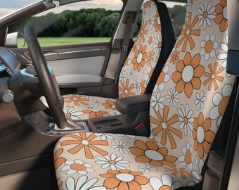 Retro Car Seat Covers, Flower Car Seat Covers, Hippie Car Seat Covers, Groovy Car Seat Covers, Set of 2