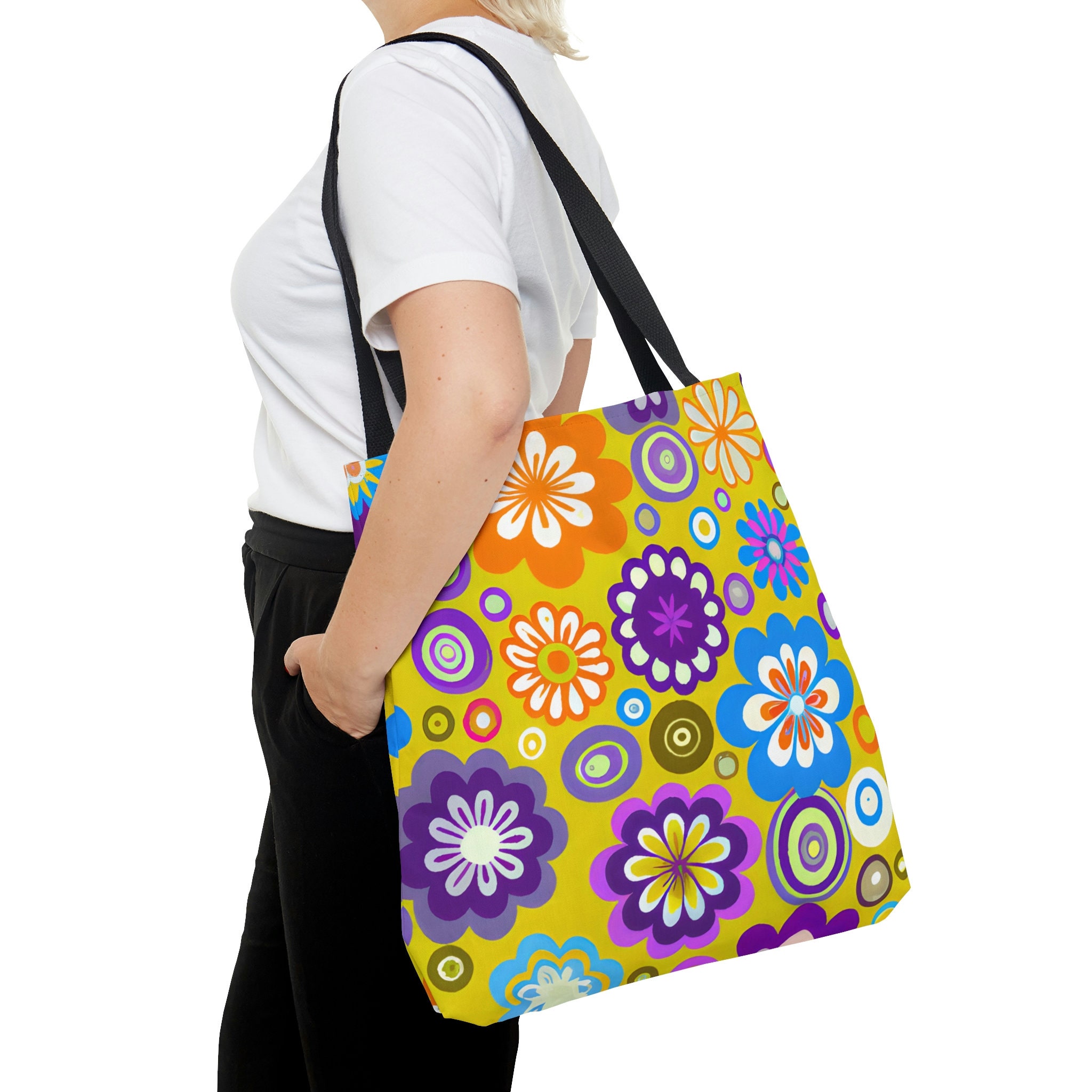 Tote bag - HIPPIE DAY rainbow - Colorful hippie print