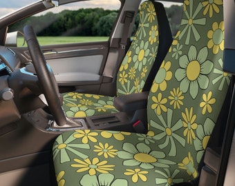 Fundas para asientos de coche estilo retro, fundas para asientos de coche con estampado floral, fundas para asientos de coche estilo hippie, fundas para asientos de coche con estilo moderno, juego de 2