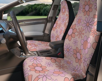 Fundas para asientos de coche estilo retro, fundas para asientos de coche con estampado floral, fundas para asientos de coche estilo hippie, fundas para asientos de coche con estilo moderno, juego de 2