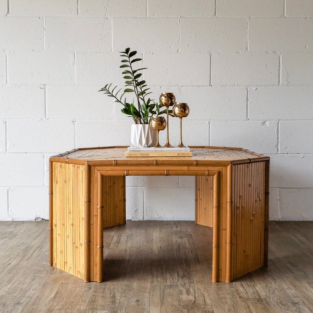 Octagonal Rattan Table Vintage Rattan and Split Bamboo Octagonal Coffee Table - Etsy