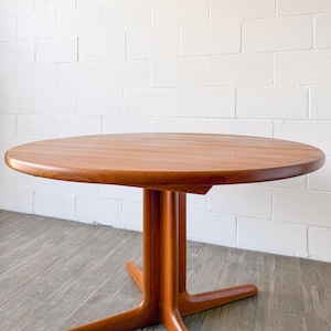 Vintage Danish Modern Round Solid Teak Dining Table by Scovby | Made in Denmark