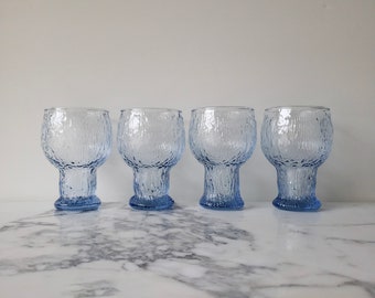 Vintage Set of (4) Indiana Glass Glacier Blue Mist Water Goblets