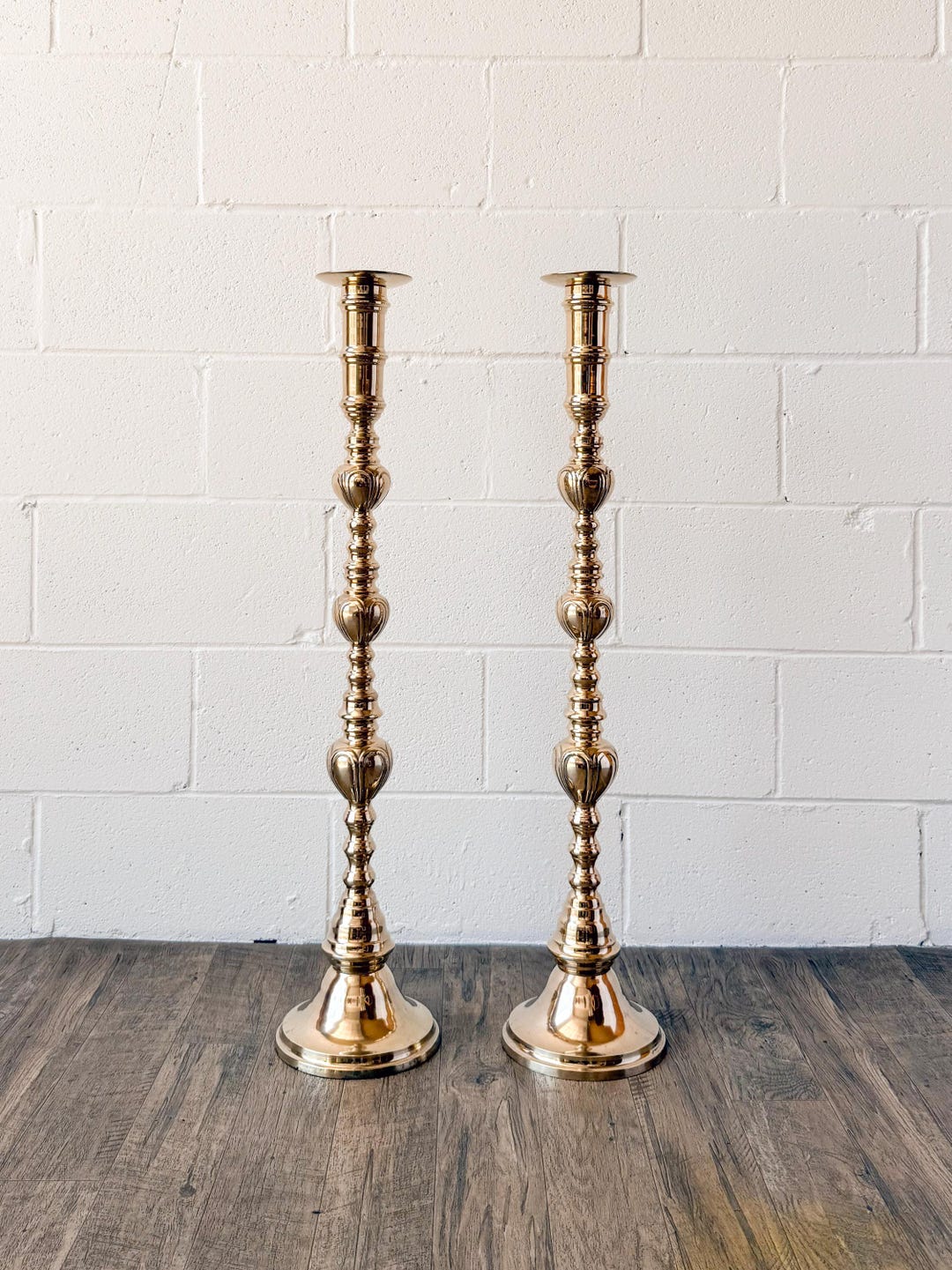 Vintage Brass Floor Candle Holders