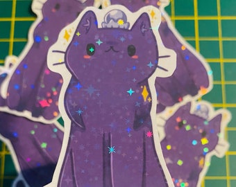 Holographic Jinshi cat sticker ~ Apothecary Diaries ~ cute cat anime sticker ~ water -resistant glossy sparkly sticker ~ scrapbook ~ decal