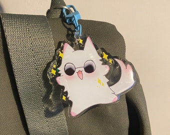 Acrylic Gojo cat Keychain! ~ Jujutsu sorcerer ~ cute cat anime keychain ~ Acrylic/Epoxy resin double-sided keychain ~ Anime lover gift