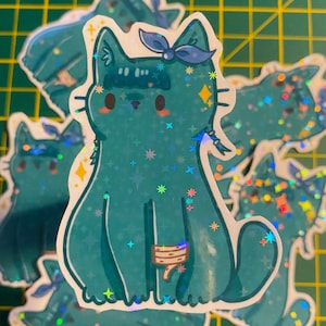 Holographic Maomao cat sticker ~ Apothecary Diaries ~ cute cat anime sticker ~ water -resistant glossy sparkly sticker ~ scrapbook ~ decal