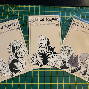 Pack d'autocollants croquis manga sorcier jujutsu ~ sorcier jujutsu ~ autocollants brillants résistants à l'eau ~ album ~ décalcomanies ~ jeu d'autocollants - lot