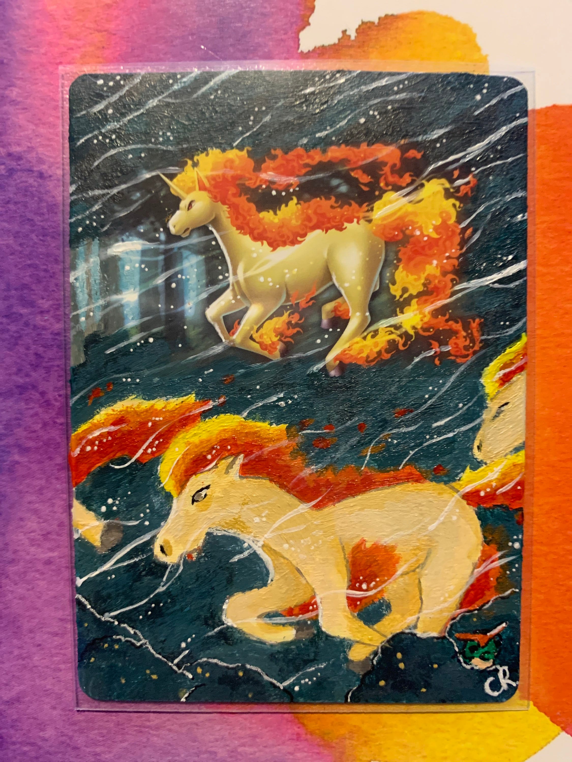Custom Rapidash Painted Pok mon Card Etsy