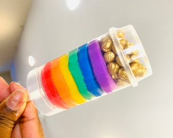 Rainbow Playdough Push Pop