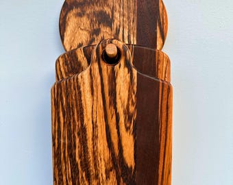 Set of 2 Charcuterie Boards with Wall Hanger - Zebrawood & Peruvian Walnut