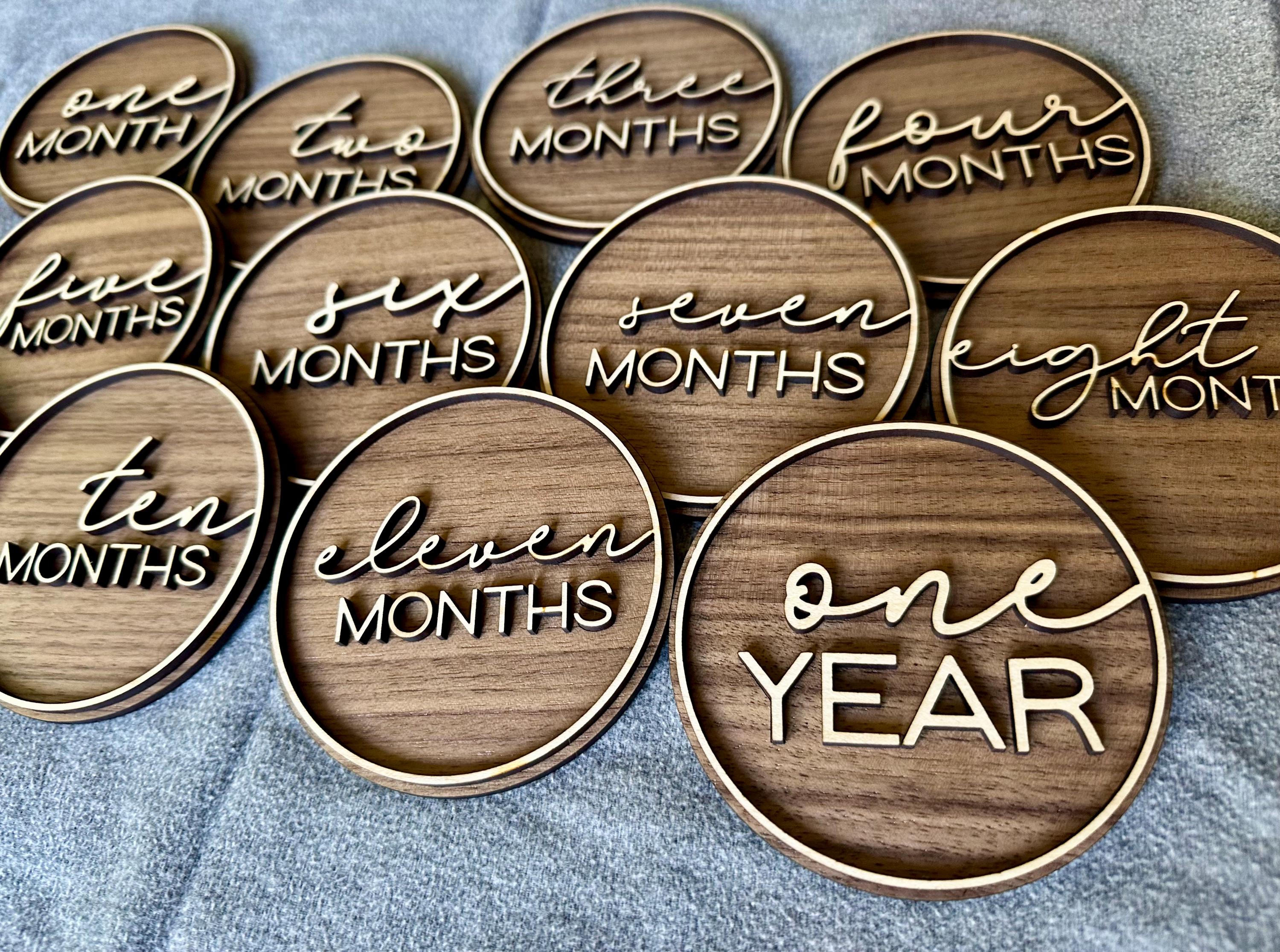 Baby 3D Milestone Signs | Set of 12 Photo Prop Signs | Monthly Picture ...
