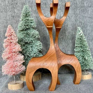 Artisan Wooden Reindeer | Set of 2 Danish Reindeer | Hardwood Reindeer Decoration