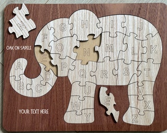 Elephant Alphabet Puzzle | Montessori-Inspired Learning | Toddler Birthday Gift | Newborn Gift | Handmade Educational Investment