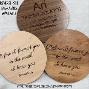 Wooden 3D Baby Name Sign | Small Round Birth Announcement Hospital Sign afbeelding 10