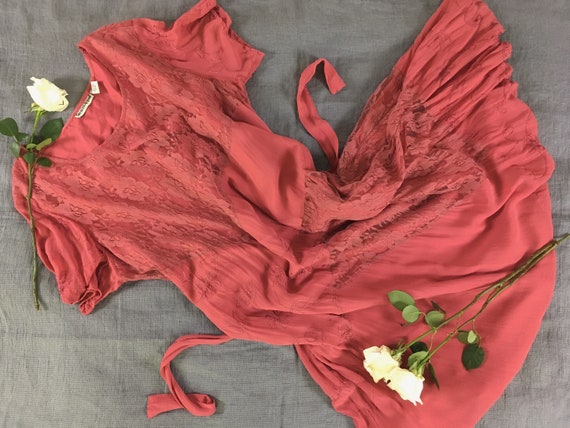 vintage rose dress / lace rayon dress / romantic d