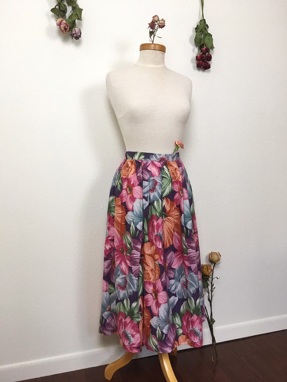 vintage floral skirt / floral midi skirt / romant… - image 1