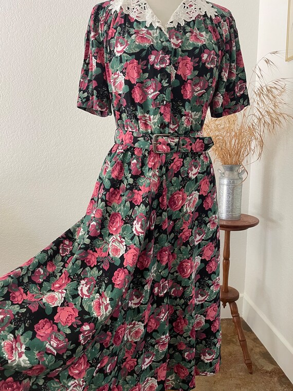 vintage floral dress / cottagecore dress / bright… - image 10