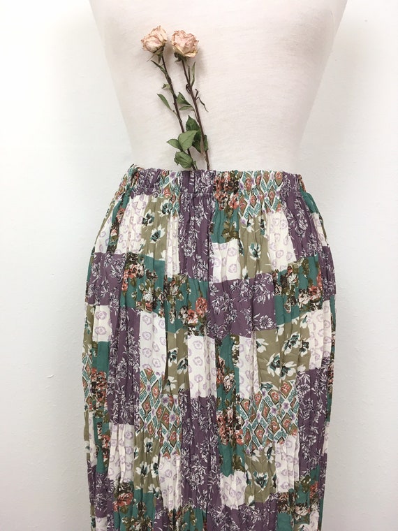 vintage floral skirt / 90s skirt / patchwork skir… - image 6