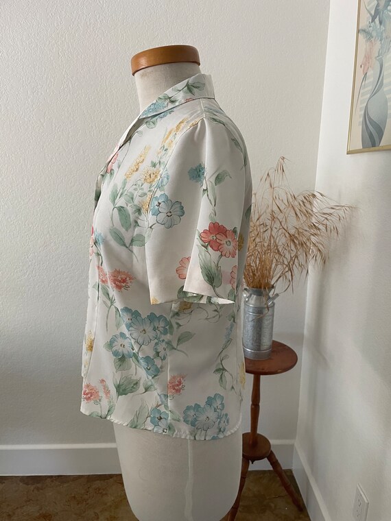 vintage floral blouse / springtime top / pastel b… - image 5