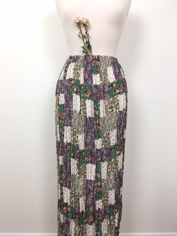 vintage floral skirt / 90s skirt / patchwork skir… - image 5