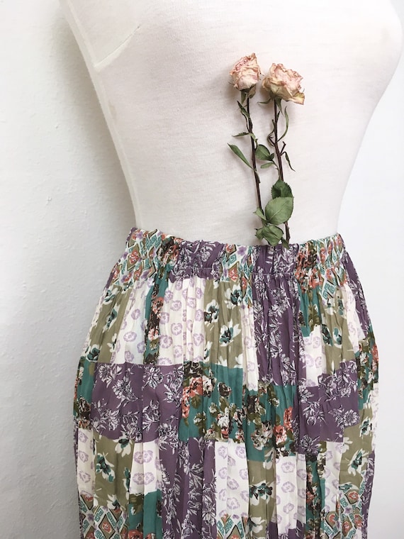 vintage floral skirt / 90s skirt / patchwork skir… - image 1