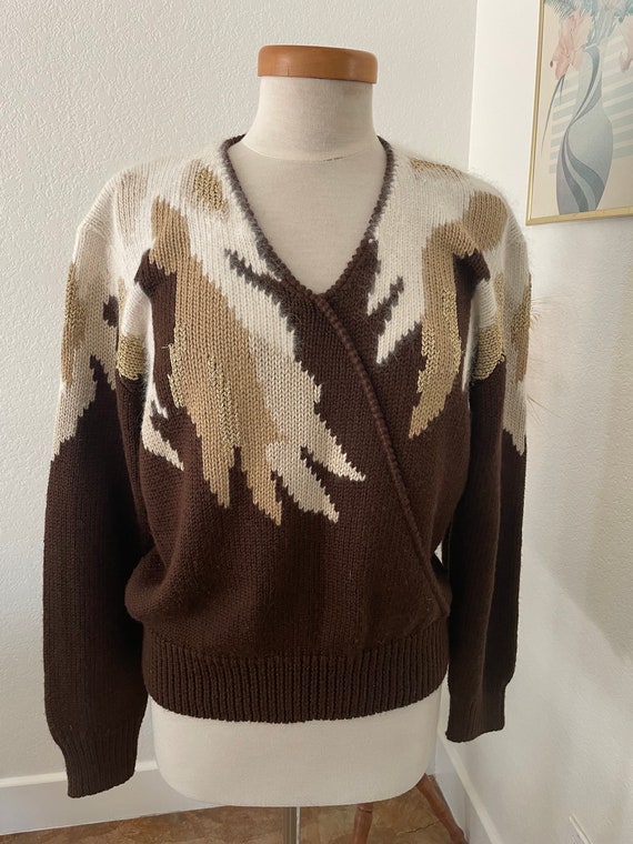 Neutral vintage sweater / abstract 80s sweater / b