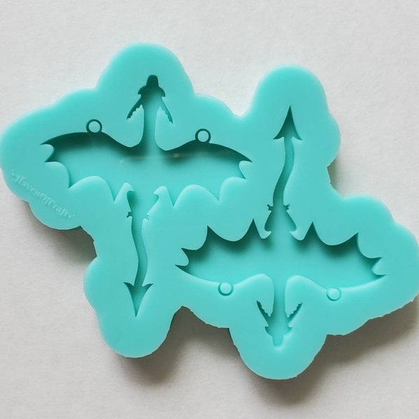 Made to order- Flying Soaring Dragon Earring shiny silicone mold