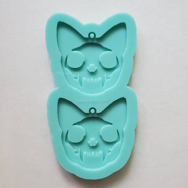 Made to order - Cat skull earring mold - shiny silicone mold