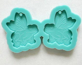 Made to order - Frog With Wings earring mold - shiny silicone mold