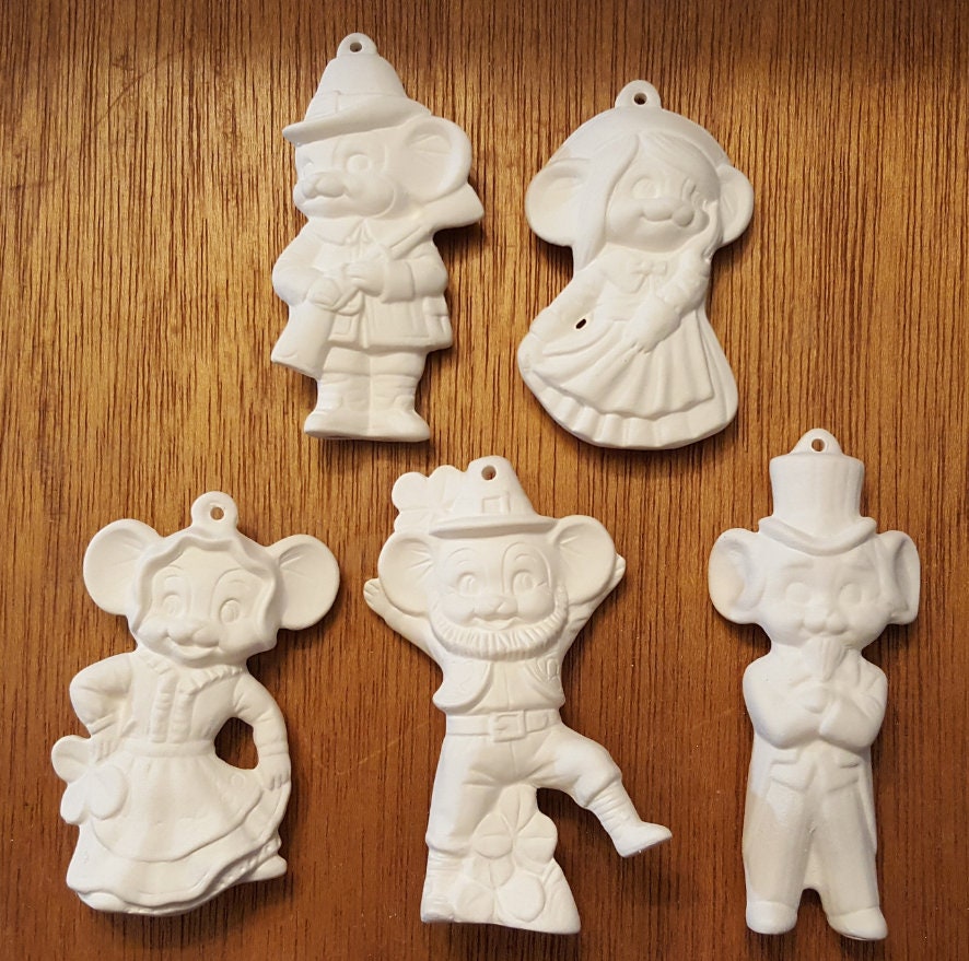 Ceramic Bisque Alberta Holiday Mice Christmas Tree Ornaments Etsy