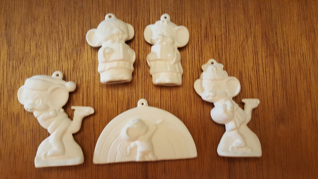 Ceramic Bisque Alberta Action 2 Mice Christmas Tree Ornaments Etsy