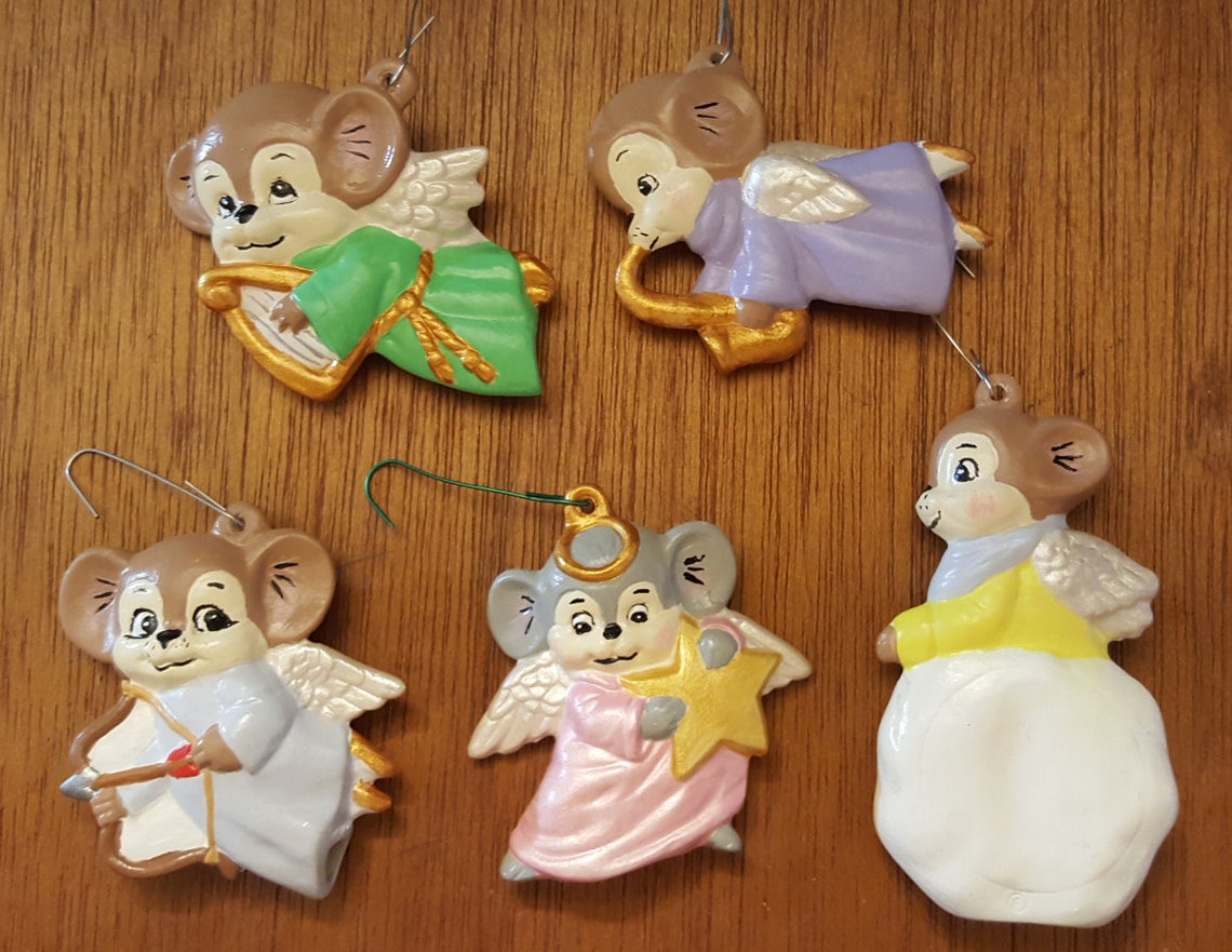Ceramic Bisque Alberta Angel Mice Christmas Tree Ornaments Etsy