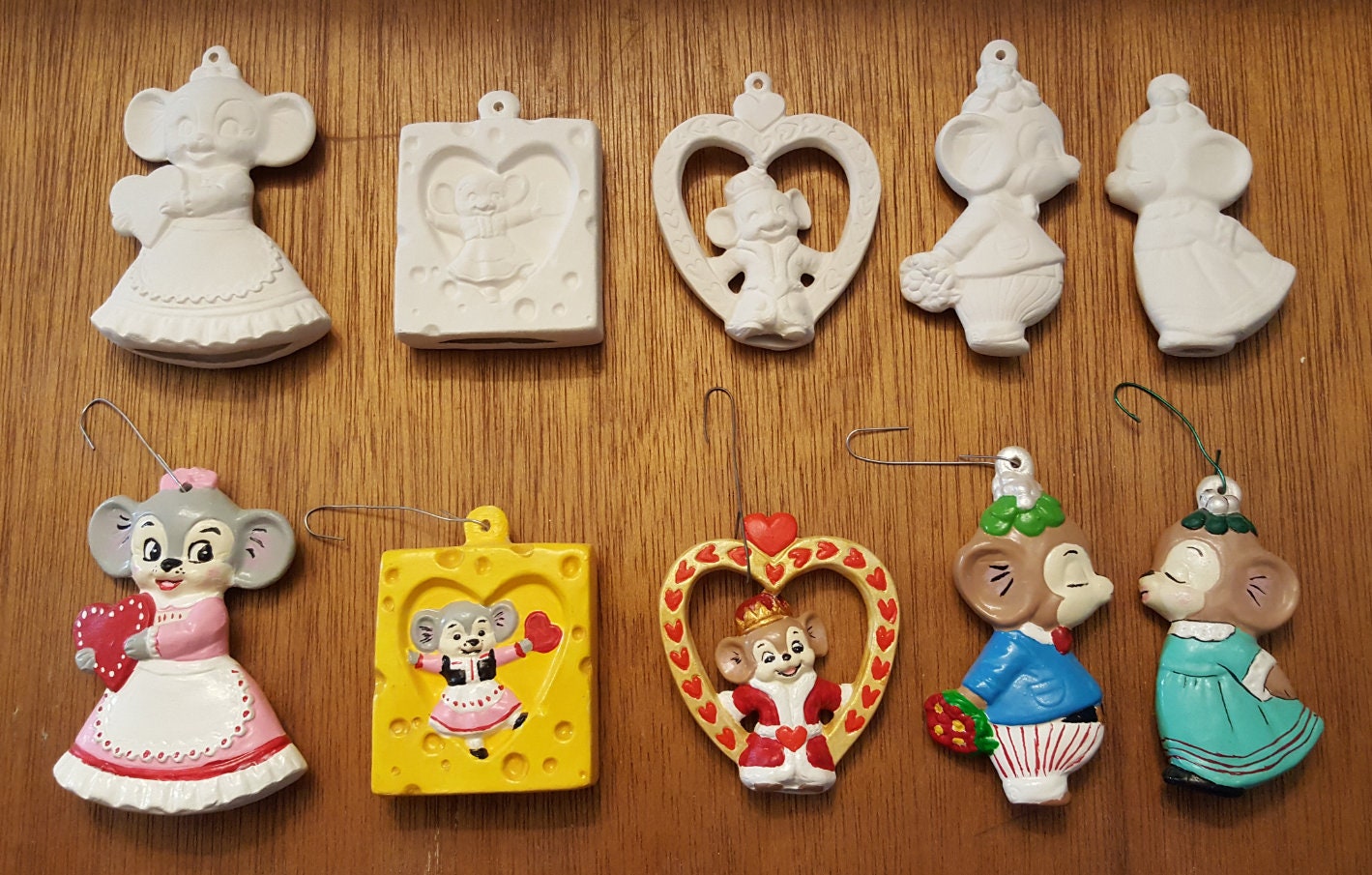 Ceramic Bisque Alberta Romance Mice Christmas Tree Ornaments Etsy