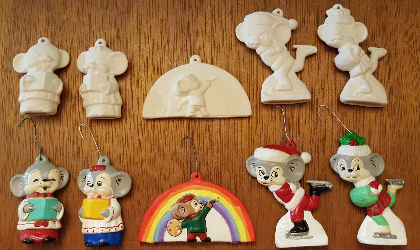 Ceramic Bisque Alberta Action 2 Mice Christmas Tree Ornaments Etsy