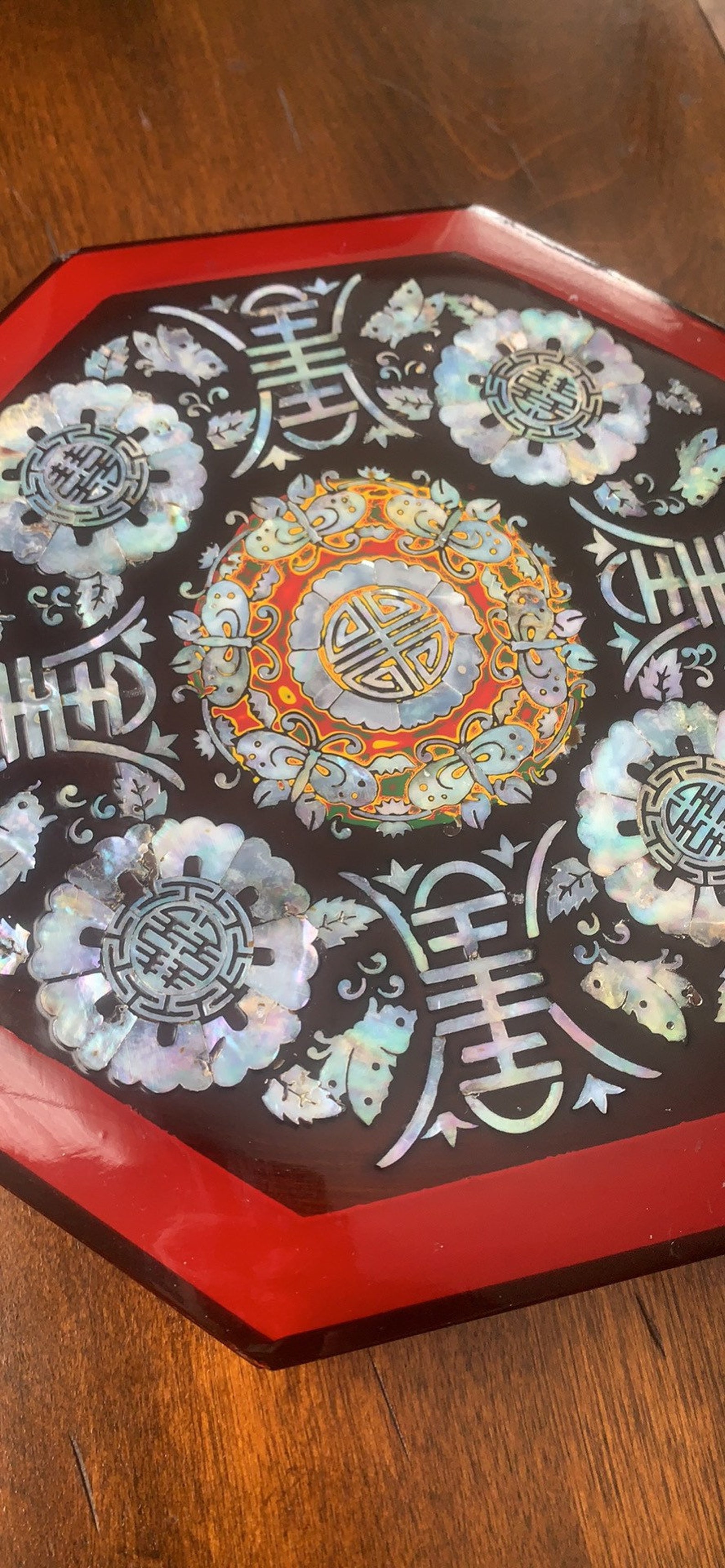 Beautiful vintage octagon jewelry box with inserts and mother Etsy