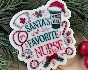 Santa's Favorite Nurse Badge Reel, Cute Nurse Badge Reel, Badge Reel, Nurse Gift, Nurse ID Badge Reel, Christmas Badge Reel