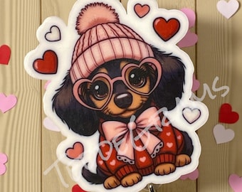 Valentines Badge Reel, Nurse ID Badge, Cute Valentine Badge Reel, Dachshund Badge Reel, Best Seller Badge Reel