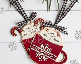 Hot Coco Family Christmas Ornament, Christmas Ornament, Engraved Christmas Ornament, Best Seller