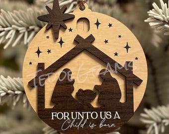 Countdown Christmas Ornament, Nativity, Spinning Ornament, Christmas Ornament, Engraved Christmas Ornament, Best Seller