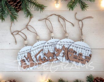 Round Hymn Christmas Ornaments, Christmas Ornament, Engraved Christmas Ornament, Best Seller, Elegant, Traditional