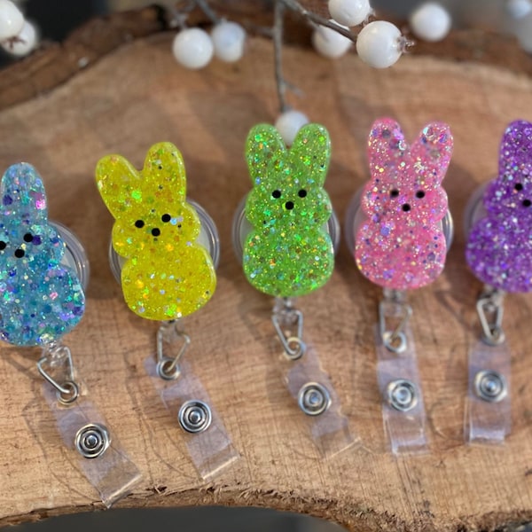 Easter Bunny Glitter Badge Reel, Glitter Badge Reel, Bunny Badge Reel, Nurse Gift, Sparkle, Easter Bunny, Easter, Nurse ID Badge Reel