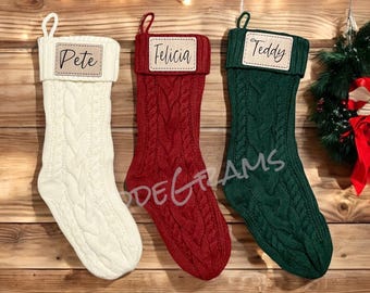 Personalized Knit Christmas Stockings, Christmas Stockings, Custom Knit Christmas Stockings