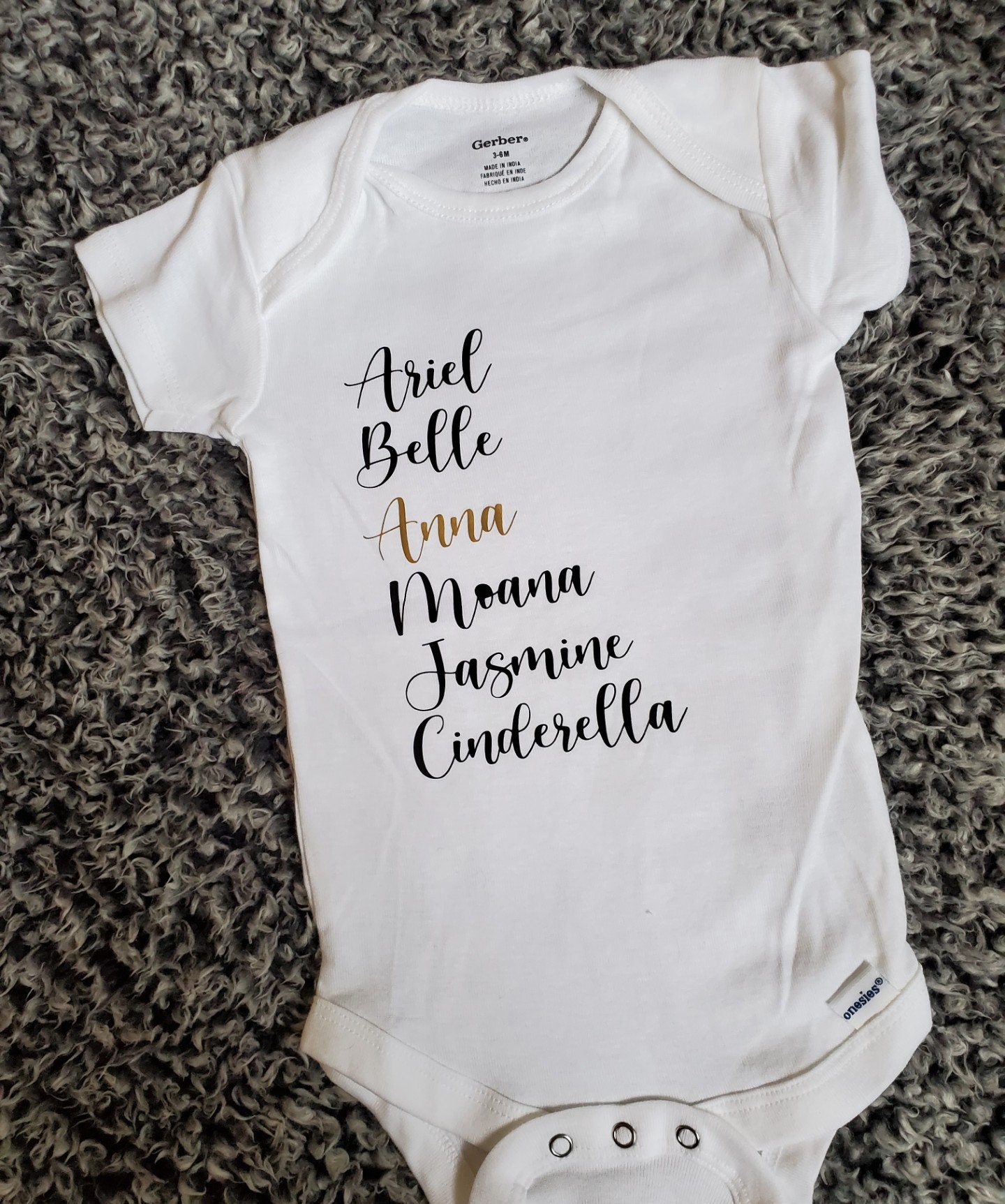 Disney princess top onesies for babies