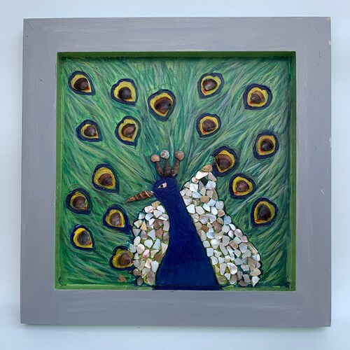 The Peacock- Shell Art - Wooden Wall Decor shops