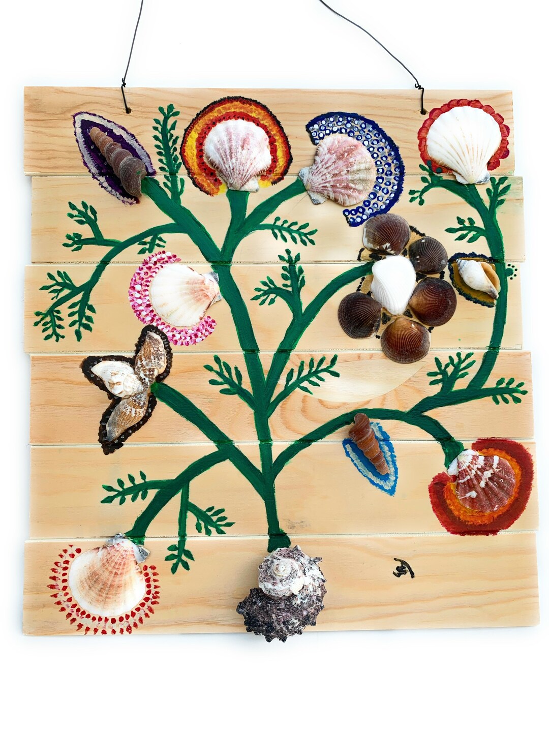 Wall Decor Rustic Tree of Life Nature Sea Shells Floral Artwork Wall