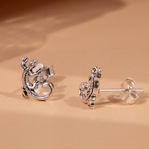 Lizard .925 Sterling Silver Stud Earrings (P1094)