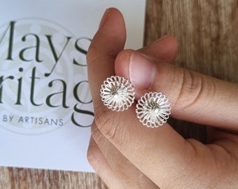 Ethnic Thai Design Earrings Sterling Silver 92.5%